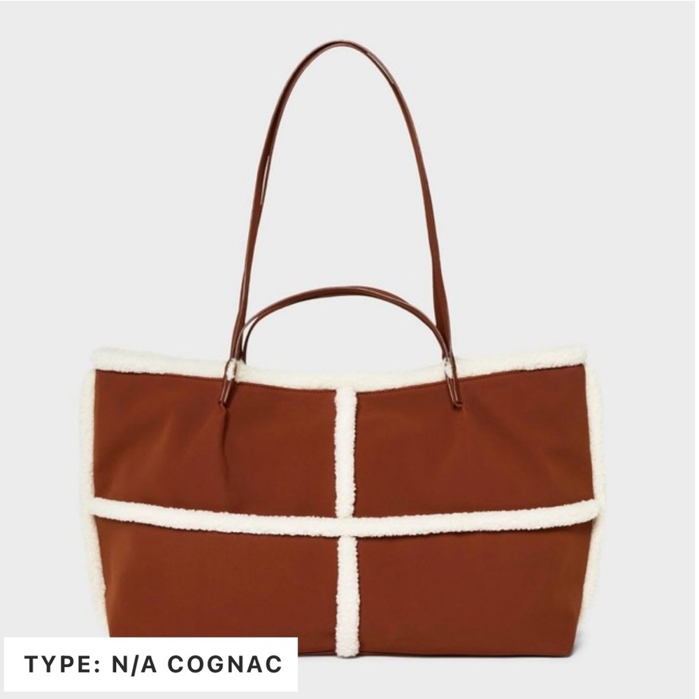 Cognac Tote Bag with Cream Accents